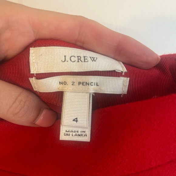 J. Crew No. 2 Pencil Skirt Red 100% Wool Knee Length SZ 4 Timeless Preppy - Picture 8 of 11